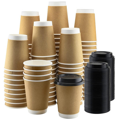 Insulated Rippled Double Wall Paper Hot Coffee Cups With Lids