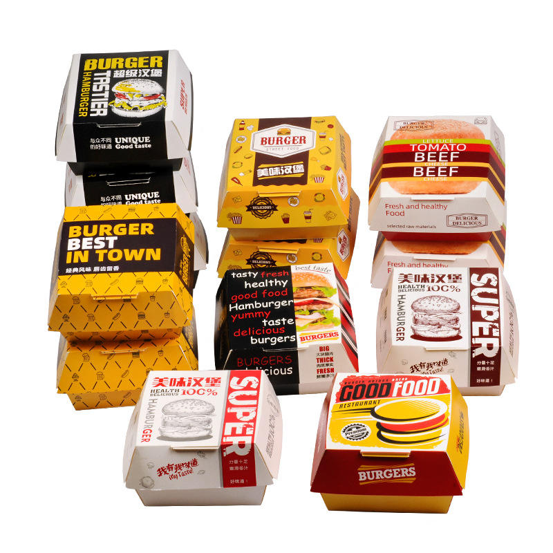 Cyblinia Sandwich Take Out Boxes 50 Pieces Paper Take Out Containers, Mini Burger Boxes,Toast Holding Bread Tray for Take Out Food Containers,Restaurant, Picnic and Party