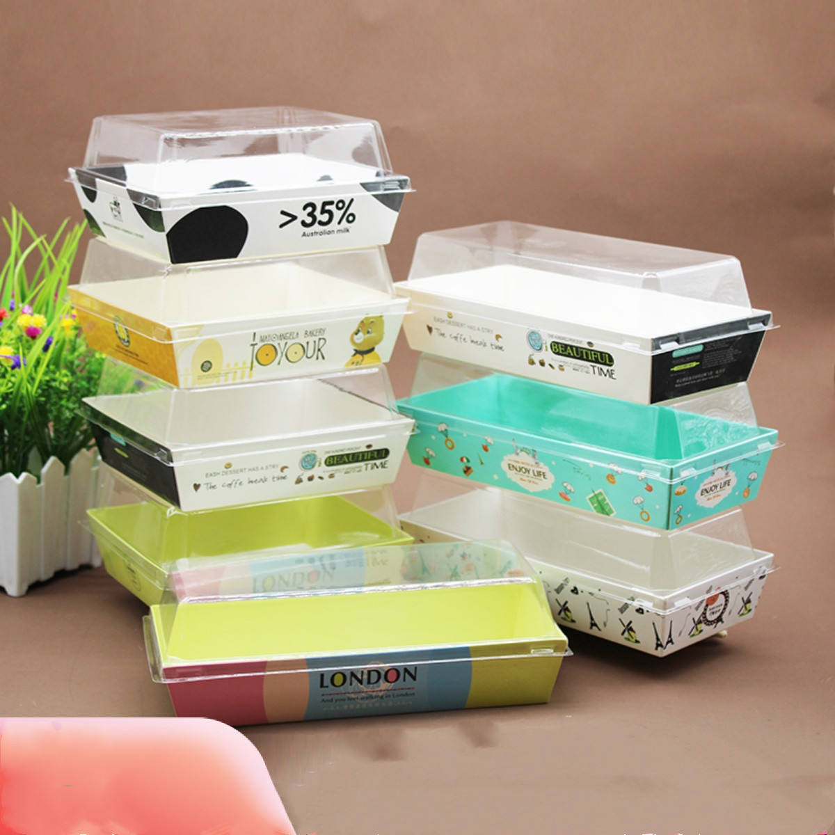 Disposable Paper Charcuterie Boxes Food Containers Bakery Boxes for Cake, Cookies, Sandwich(Small size)